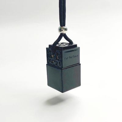 Good price Unique 8ml Black Glass Car Perfume Hanging Bottle With Black Lid online