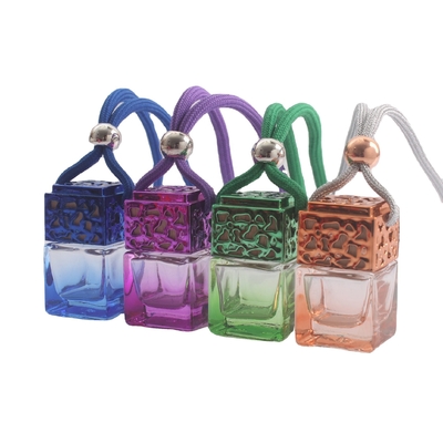Good price Hanging Car Perfume Bottle , Square 6ml Colorful Glass Car Fragrance Bottles online