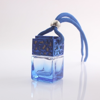 Good price Glass Clear Blue Car Perfume Empty Bottle With Colored Wooden Lid And String online