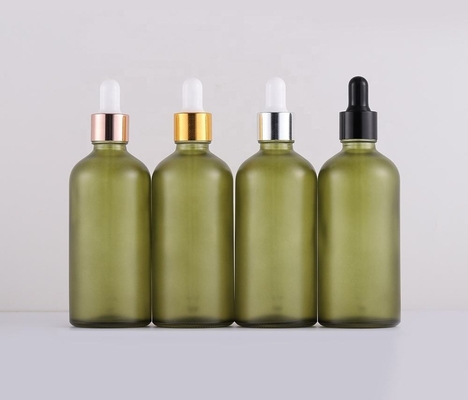 Good price 100ml Matte / Bright Light Green Glass Dropper Bottle With Dropper Cap online