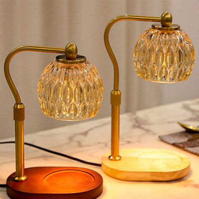 Good price Luxury Glass Candle Warmer Lamps Electric Wood Base Fragrance Aroma Burner Wax Tart Warmers online
